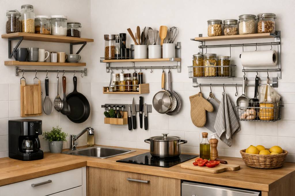 Optimiser le rangement dans une petite cuisine sans la surcharger grâce à des solutions murales et modulables