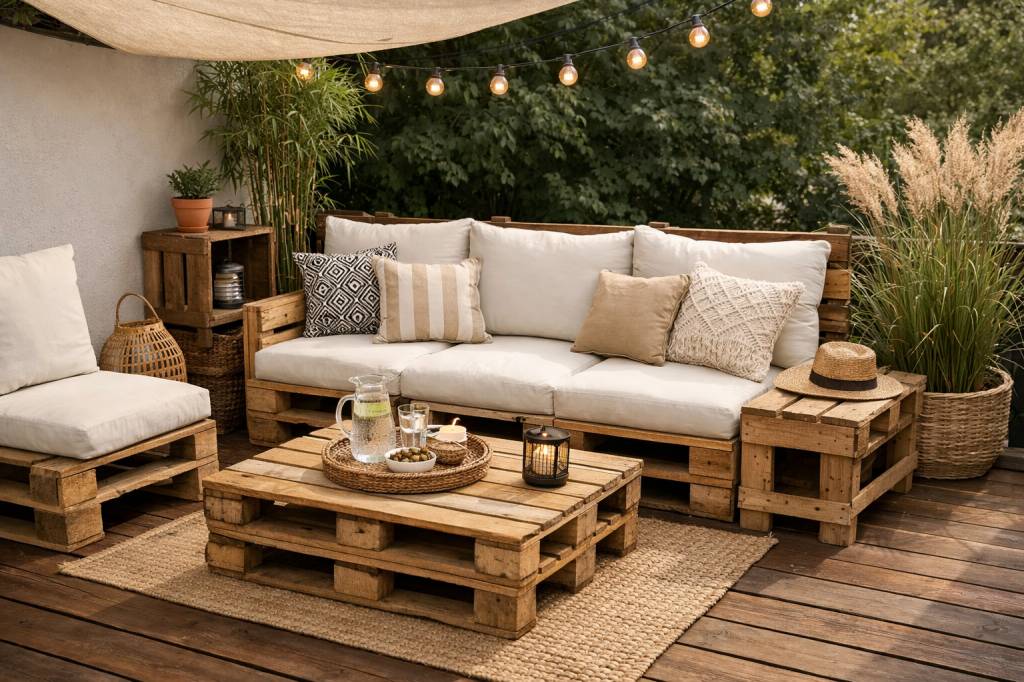 Fabriquer un petit salon de jardin en bois de palettes pour aménager une terrasse conviviale et économique