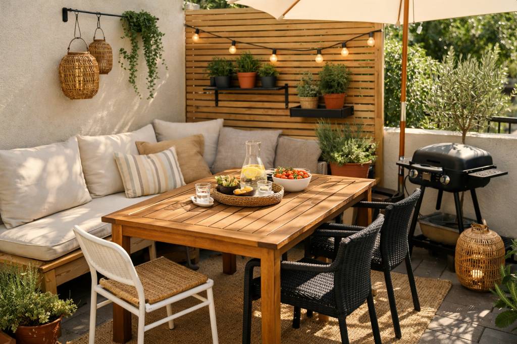 Comment créer un coin repas extérieur convivial et facile à entretenir sur une petite terrasse